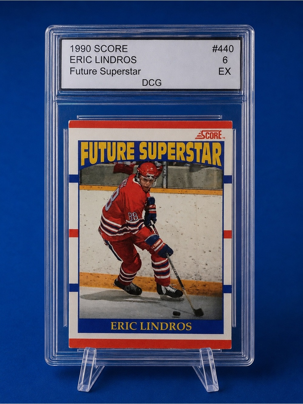 1990 Score Eric Lindros 'Future Superstar' Hockey Card - Red